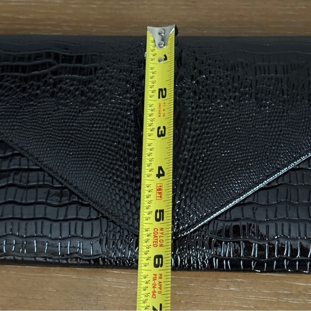 Crocodile Pattern Women Clutch Purse Envelope Bag Black - Picture 7 of 8